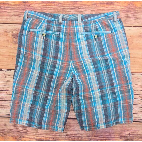 Tommy Bahama Mens Plaid Linen Blend Shorts 32 - Picture 2 of 8